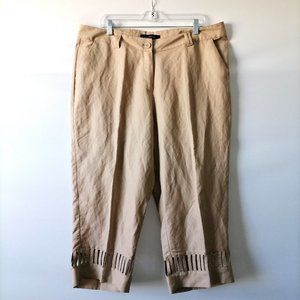 Ashley Stewart Womens Beige High Rise Cropped Cut Design Trouser Pant Size 18W